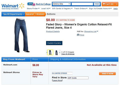Americans like to buy cheap jeans.